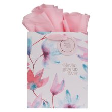 Gift Bag MD Pink Petals Never Give