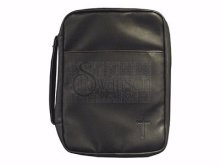 Bible Cover-Imitation Leather-Cross-Black-LRG