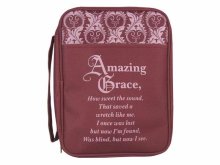 Bible Cover-Canvas-Amazing Grace-Burgundy-LRG (OUT OF PRINT)