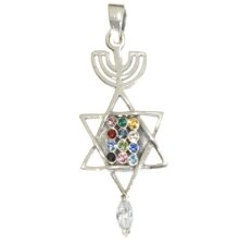 Necklace-Messianic Seal Roots Symbol w/Breastplate (Sterling Silver) (#9565)