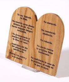 Span-Plaque-Ten Commandments w/Stand (Spanish & Hebrew) (#21147)