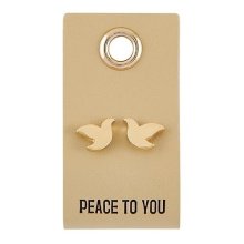 Earrings-Peace To You/Dove Studs On Leather Tag