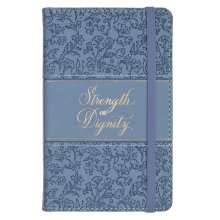 Small Notebook with Elastic Closure Faux Hardcover Blue Strength And Dignity Prov. 31:25