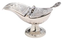 Nickel Plated Boat with Spoon H 7 cm
