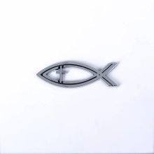 Silver Fish Cross Car Emblem - Pack of 6
