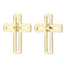 Earrings-Cutout Cross-Gold Plated (1" x 2")