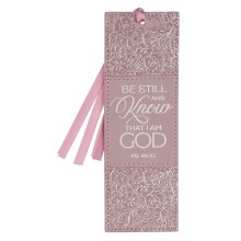 Bookmark-Be Still And Know That I Am God (Ps. 46:10)-Dusty Mauve Faux Leather