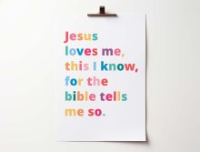 Jesus loves me, this I know. A4 poster. White background.