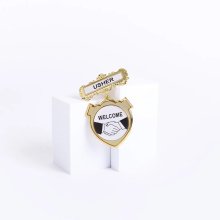 Badge Shield Usher Shaking Hands Pin