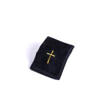 Pastor Towel Cross Black Cotton