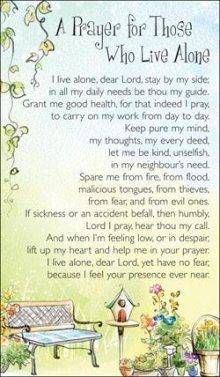 Prayer Card - Prayer For Those Who Live Alone