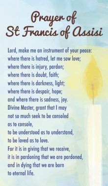 Prayer Card- Prayer Of St Francis Of Assisi