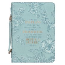Medium I Know The Plans I Have for You Teal Floral Faux Leather Fashion Bible Cover -  Jeremiah 29:11