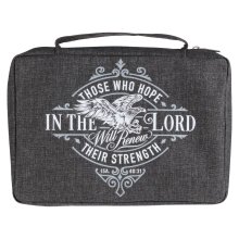 Large Hope in The Lord  Black Charcoal Gray Polyester Bible Cover  - Isaiah 40:31