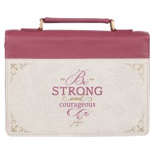 Medium Be Strong & Courageous Plum Pink Vegan Leather Fashion Bible Cover   - Joshua 1:9