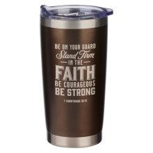 Mug SS Travel Brown Stand Firm in the Faith 1 Cor. 16:13