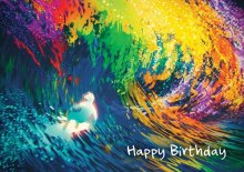Happy Birthday - Wave Std CardGloss (6 Pack)