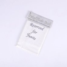 Pew Sash Reserved For Family White with Silver Letters