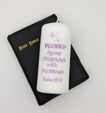 Blessed, My Cup Overflows with Blessings Psalm 23:5 Candle