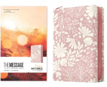 The Message Deluxe Gift Zipper Bible (Leather-Look, Garden Blush)