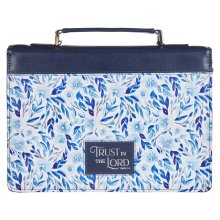 XL Trust Blue Floral Fashion Bible Cover - Prov. 3:5