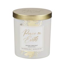 Glass Candle with Metal Lid Peace on Earth