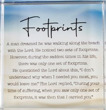 Footprints Glass Block Paperweight