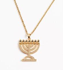 Necklace-Menorah-Radiant Gold Plated-22" Chain (#95101)