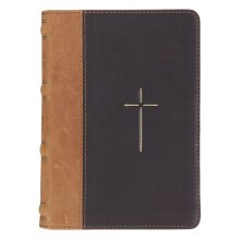 KJV Bible Compact Leather Cross Two-tone Black