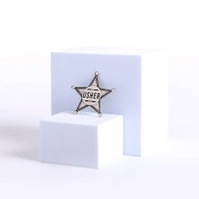 Badge Metal Usher Star Silvertone Magnet