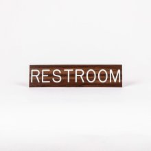 Sign Engraved Restroom Adhesive Back Walnut