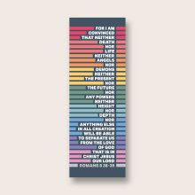 Pack of 30 Christian bookmarks. All same design. Nothing can separate us. Romans 8 v 38-39