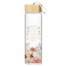 Water Bottle Glass Floral God Has Not Given Us A Spirit Of Fear 2 Tim 1:7