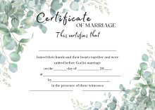 Marriage Certificate - Eucalyptus
