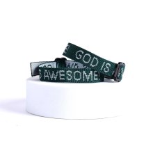 God Is Awesome Hunter Green Woven Bracelet - Pack of 25