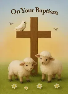 On Your Baptism Lambs with Cross Card (pack of 6)