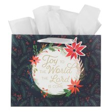 Gift Bag LG Landscape Joy to the World Poinsettia