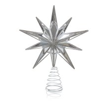 30cm Mirror Star Tree Topper with Silver Glitter