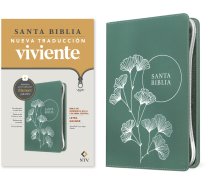 Biblia de referencia en la columna central NTV, letra grande de zíper con Filament (SentiPiel, Verde, Letra Roja)