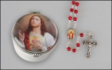 Sacred Heart of Jesus Rosary with Porcelain Box