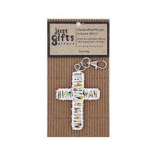 Wire White Cross Snaphook Keyring