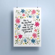 Psalm 118: 24 - Floral A5 Print