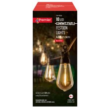 10 LED Connectable Festoon Lights with Warm White Bulbs