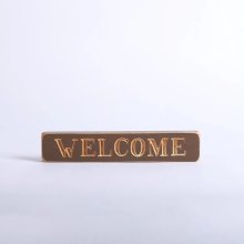 Engraved Brown Wood Welcome Sign