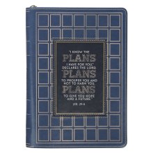 The Plans Modern Blue Grid Classic Journal with Zipper Closure - Jeremiah 29:11