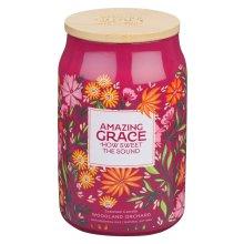 Glass Candle w/ Bamboo Lid Amazing Grace