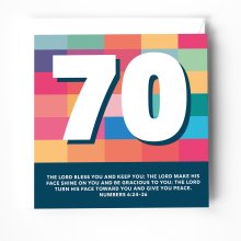 70th birthday card with bible verse. The Lord bless you and keep you. Numbers 6