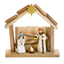 20cm Nativity and Wood Barn Scene