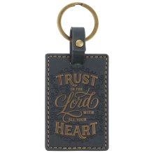 Trust in the Lord Charcoal Grey Faux Leather Keychain - Proverbs 3:5