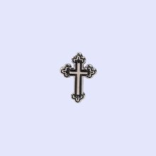 Budded Cross Silver & Black Lapel Pin - Pack of 3